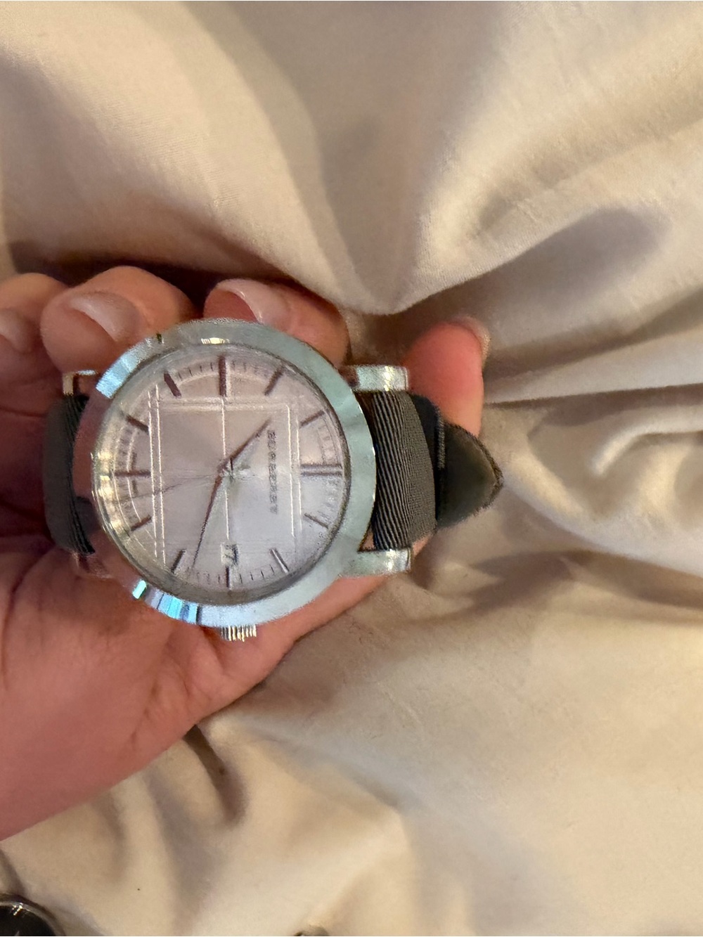Blueberry Minimalist Silver   Dial Watch with Black Strap